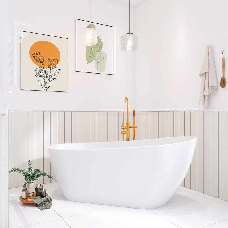Baignoire de trempage autoportante en acrylique 67 po. X 31,5 po.