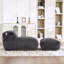 Grand fauteuil à billes avec mousse à mémoire de forme, tissu en velours côtelé et repose-pieds - sans assemblage-414771422