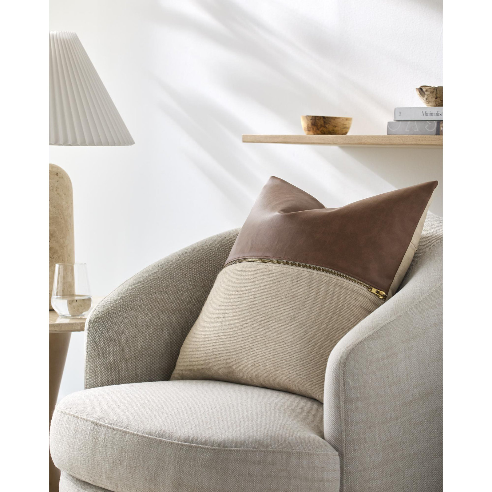 Galey Alix x Livabliss San Marco Pillow Cover, Down, 20"H x 20"W, Tan