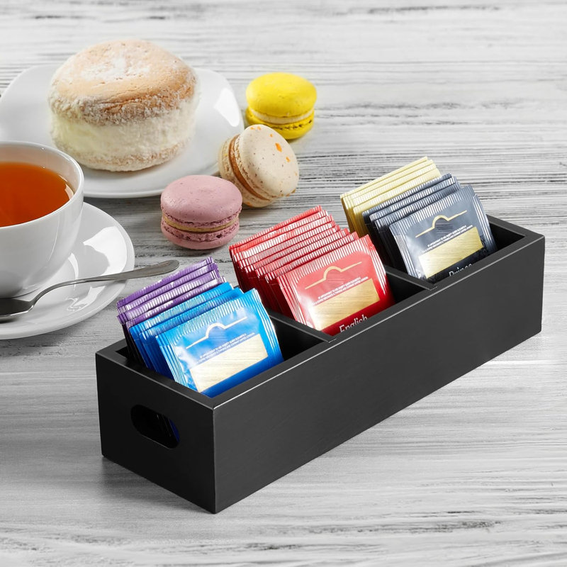 Organisateur de rangement pour sachets de thé et de sucre à 3 compartiments