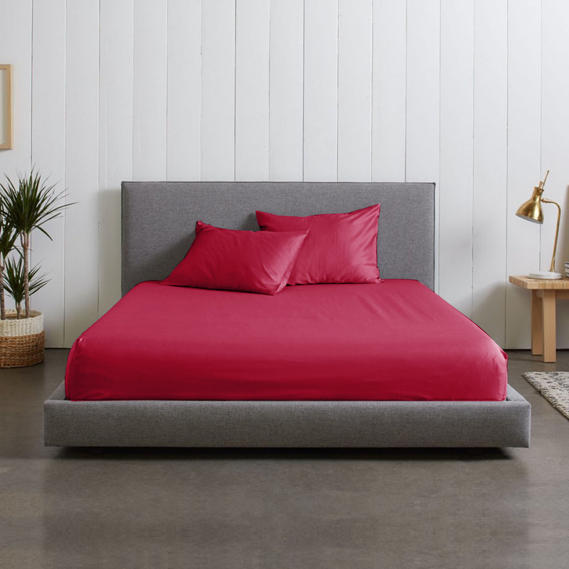 Microfiber Brushed Fitted Sheet, Red, Single (3')