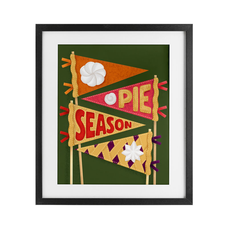 «Pie Season Pennants», reproduction sous verre encadrée, conception de Jilly Jack Designs, H 13 po x l 16 po