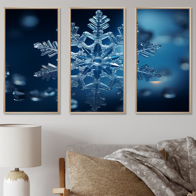 «Blue Snowflake Holiday I - Winter Landscape», art mural