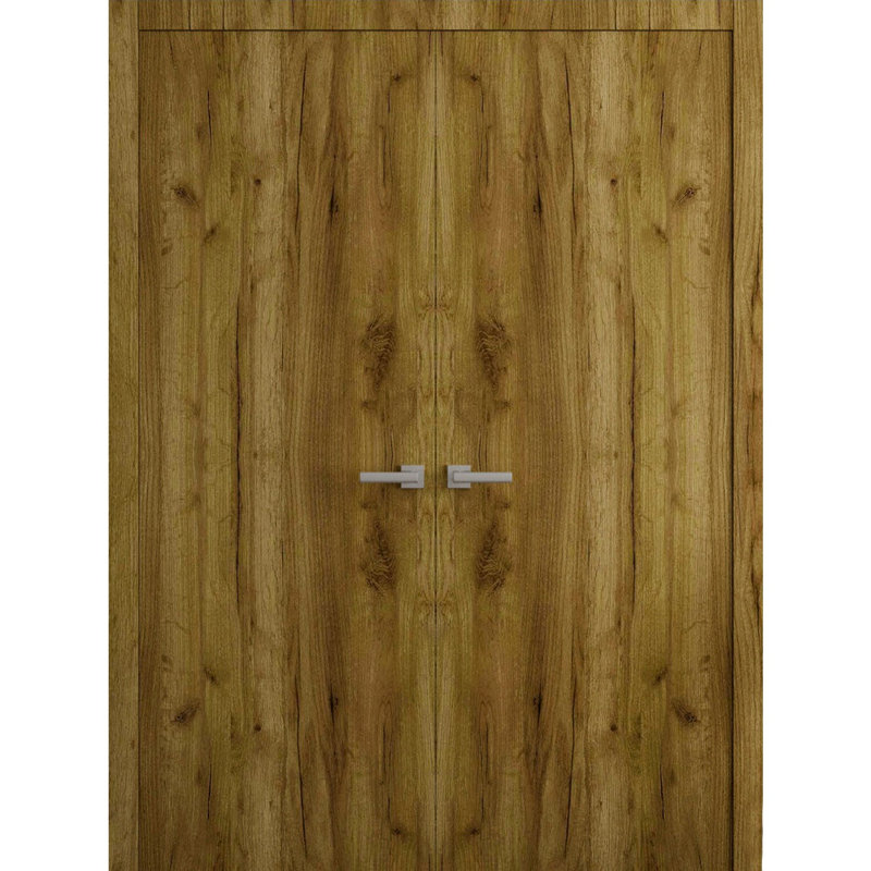 Portes doubles intérieures intérieures - Essentiel 8001 - Cadre de panneau intérieur en bois massif - Portes de chambre à coucher pour garde-robe moderne