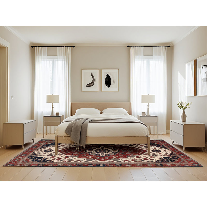Machine Washable Persian Black Area Rug, Rectangle 5' x 8'