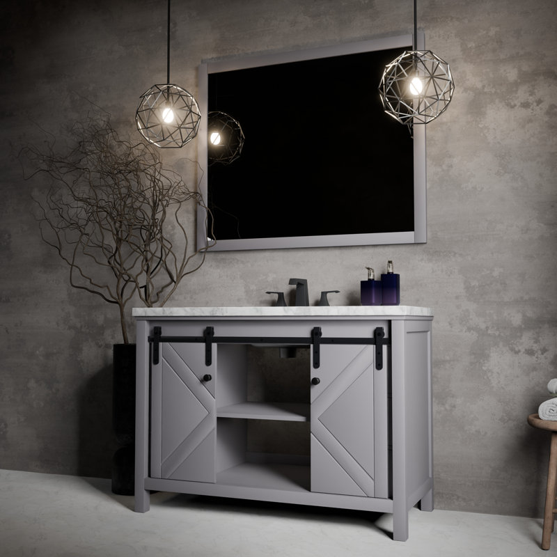 Meuble-lavabo simple l 48 po x P 22 po et miroir 44 po Marsyas, Gris foncé