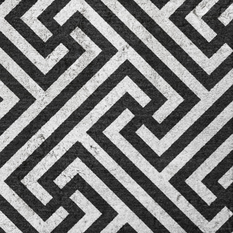 Tapis géométrique Dream Shag lavable à la machine de qualité supérieure, Black, 5 pi x 7 pi 6 po