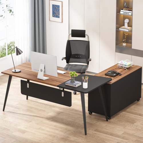 Ebern Designs 2 Piece Rectangle Executive Desk Office Set & Reviews ...