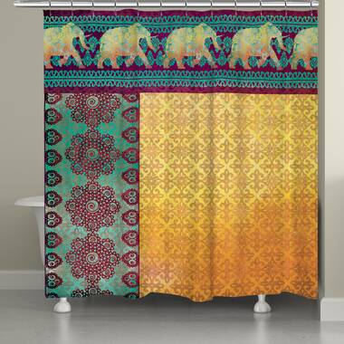 World Menagerie Ourir Dragon Chinese Snake Dragon Theme Print on Golden Eastern Mythology Oriental Abstract Art Shower Curtain