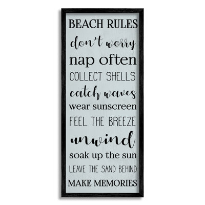 Beach Rules Sign Coastal Relaxation List - bleu
