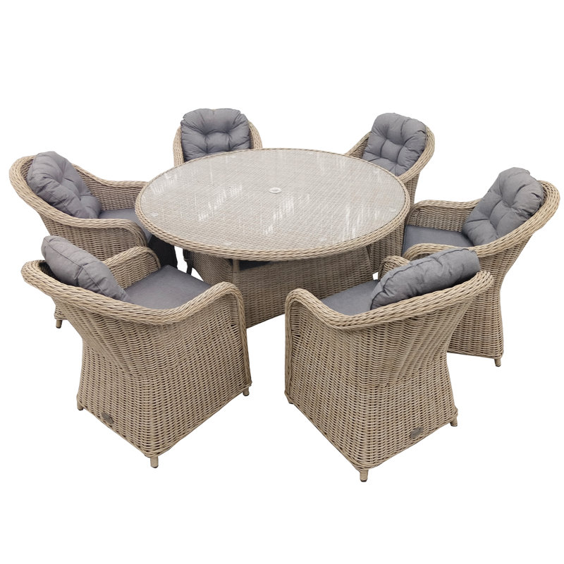 Oseasons® Sicilia Rattan 6 Seat Dining Set in Sandy Oak