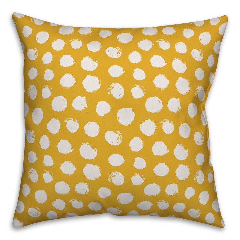 Polka Dots Reversible Throw Pillow, 16" x 16", Yellow/White Polka Dots 1