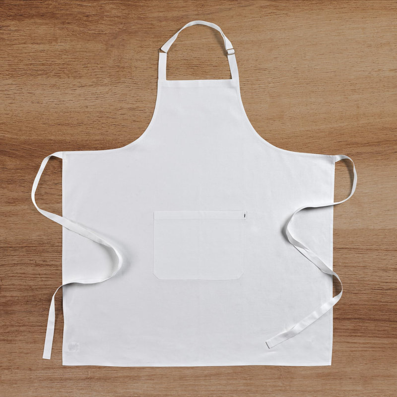Linen Full Midi Apron - 100% Pure Linen Apron, White
