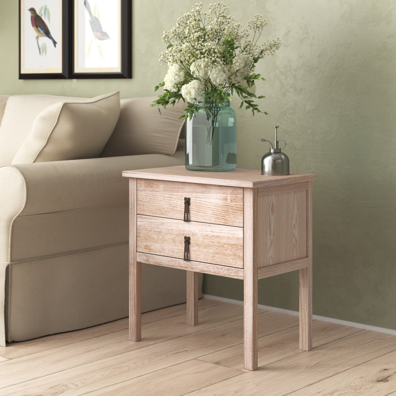 Albie 54cm W Solid + Manufactured Wood Bedside Table, Light Wood