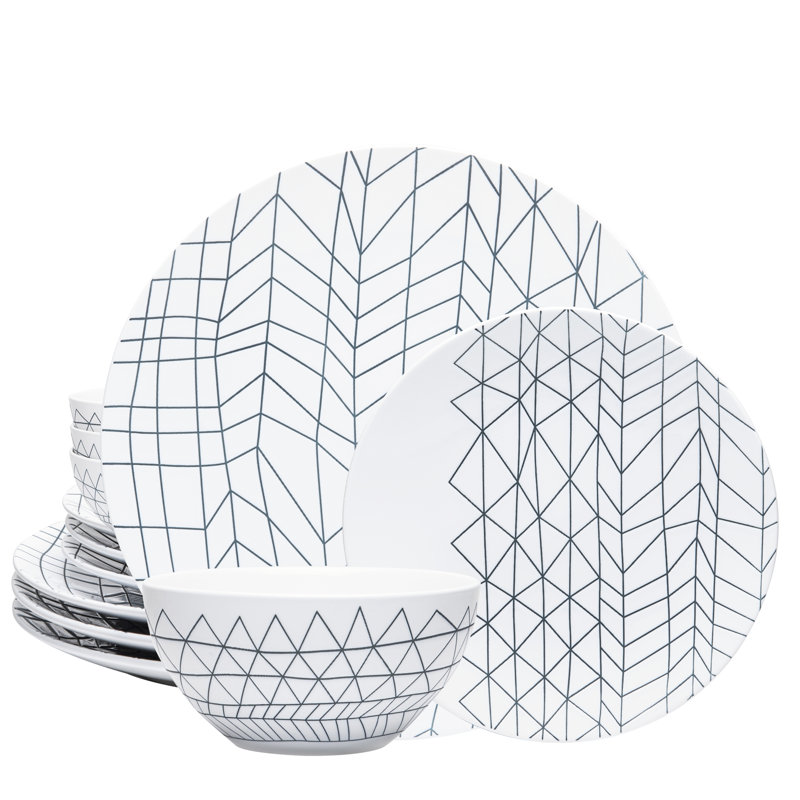 Lasker Ceramic Dinnerware Set 12 Piece - Service for 4