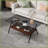 Gray Tempered Glass Rectangle Coffee Table with Brown MDF Shelf for Living Room – Easy Clean &amp; Stable-2010795840-2010795869