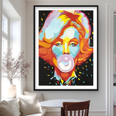 Colorful Marilyn Monroe Bubblegum - Retro Framed Print Decor