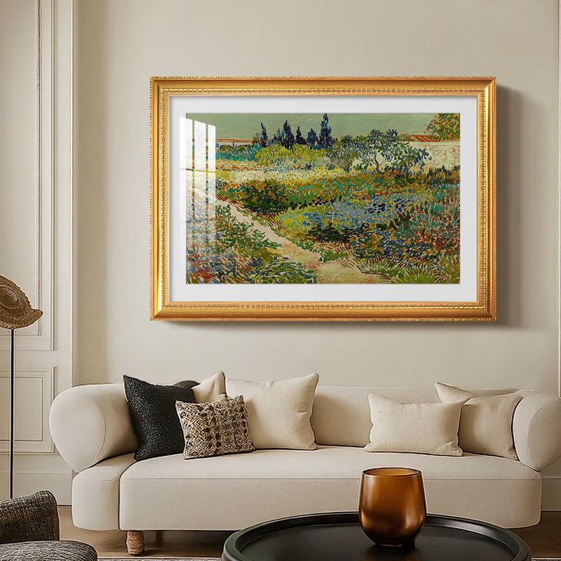 Jardin à Arles, 1888 - Vincent van Gogh - Toile encadrée sur mesure, Beaded Florentine Gold, Yes, 24X34