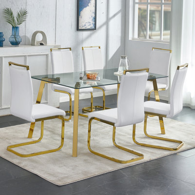 Modern Minimalist Dining Table for Restaurants and Living Rooms, with tempered glass tabletop and  metal legs,dinning table,dining room table
