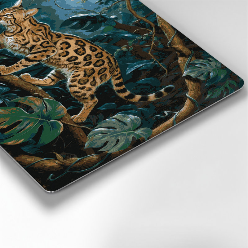 «Big Cats», art mural gris en métal Margay, H 12 po x l 18 po