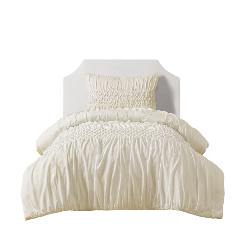Ensemble d'édredon réversible texturé 2 pièces Ash, Lit simple, 2, Crème