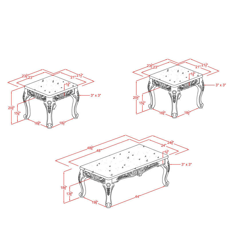 Ensemble de tables basses 3 pièces Allisha, Marron