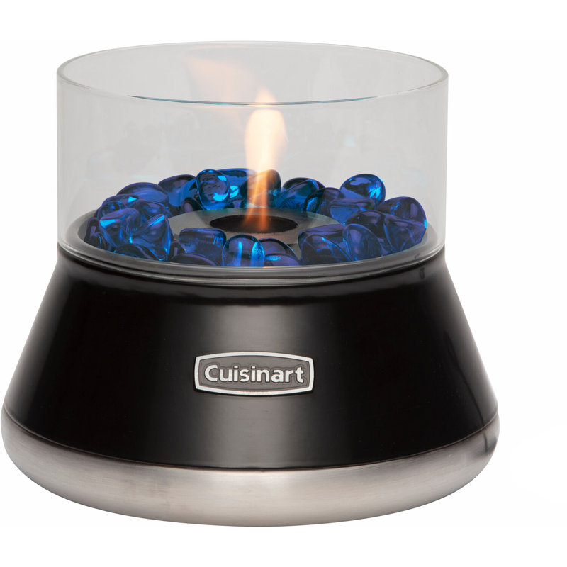 Cuisinart 7.5" Small Tabletop Fire Bowl, Citronella Portable Small Fire Pit for Patio, Clean-Burning Mini Heater with Glass Shield, Windguard and Flame Snuffer, Patio Decor That Repels Mosquitoes