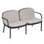 Causeuse d'extérieur en PP, structure noire avec coussin beige