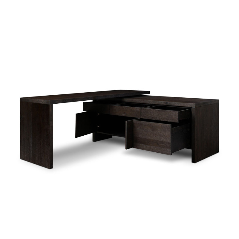 Noah Rotating Desk-Aged Smoked Oak, Smoked Black Resawn Oak