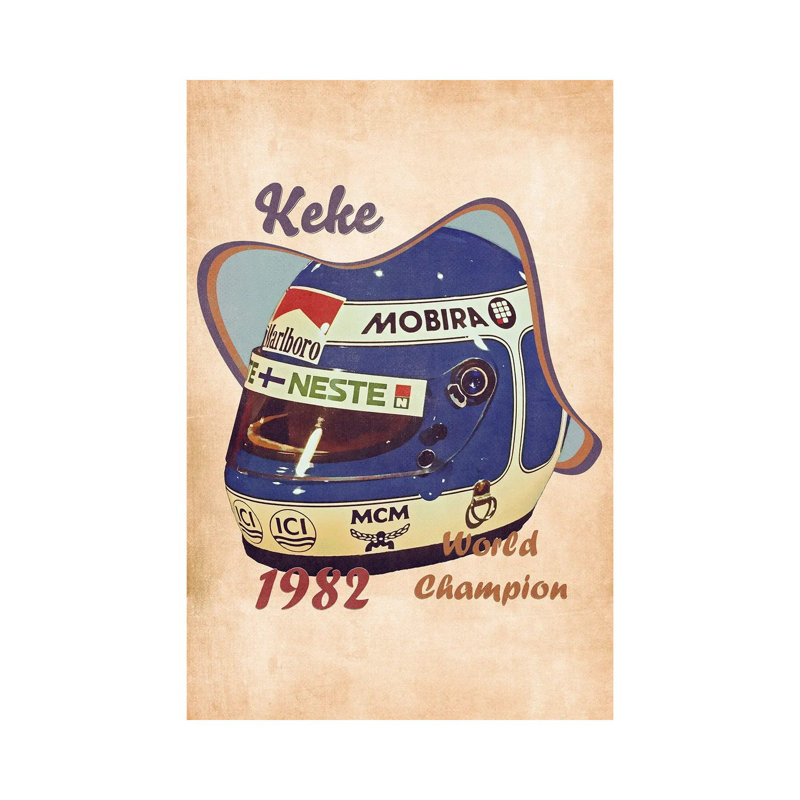 Keke Rosberg's Helmet Retro - Wrapped Canvas Painting, 20.32 cm H x 30.48 cm W