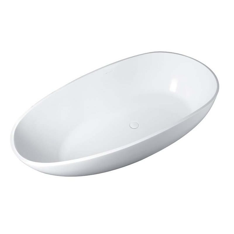 Euthalia 67'' x 34'' Freestanding Soaking Solid Surface Bathtub, Glossy