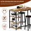 Ensemble de table de salle à manger de cuisine pour 2 personnes, table de bar et chaises avec 3 tablettes de rangement, table de pub à hauteur de comptoir avec 2 tabourets de bar rembourrés en cuir de polyuréthane pour petits espaces, îlot de cuisine, salle à manger, bar-776151312-776151317-776151336