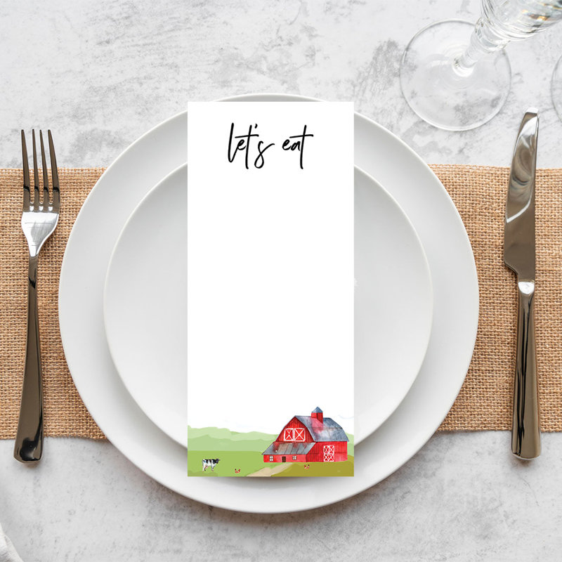Cartes de menu de mariage Barn Barn