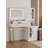 Fluted Makeup Vanity Desk with LED Lighted Mirror, Built-In Charging Station, Drawers & Transparent Storage Cabinets-44371807