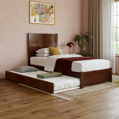 Lit plateforme en bois avec pied de lit et gigogne Aveline