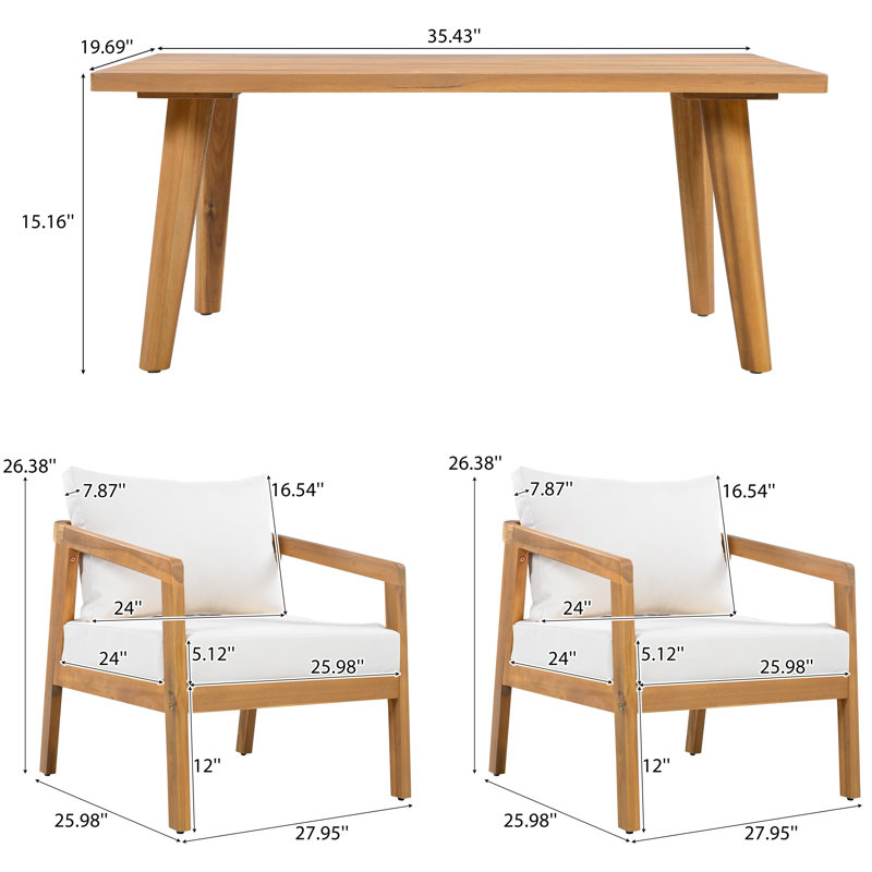 Ensemble de chaises de patio pour l'extérieur (ensemble de 3)