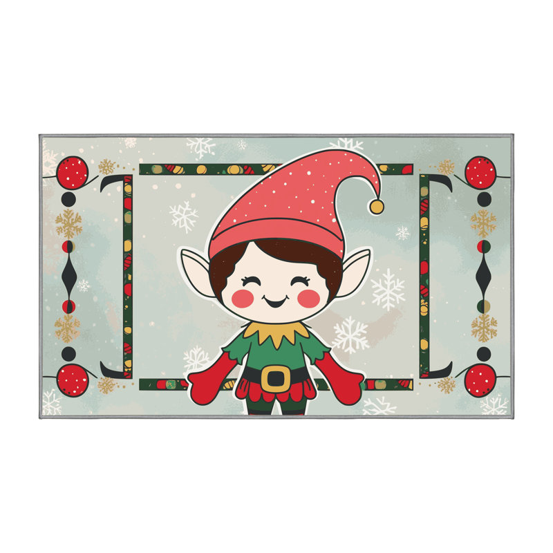 Tapis de vacances d'hiver de Noël lavable The Holiday Aisle®, Rectangulaire 2 pi x 3 pi