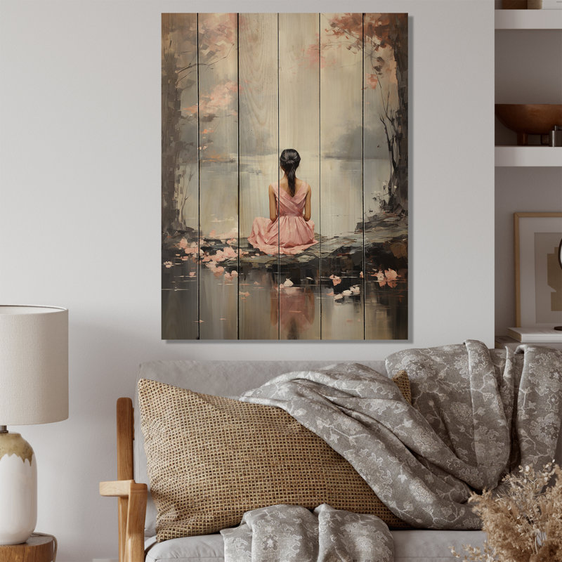 «Pink Meditation Meditation Moments II» sur impression sur bois, H 32 po x l 24 po x P 0,78 po