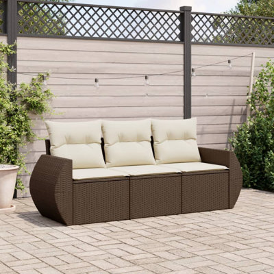 Vidaxl 3-Tlg. Garten-Sofagarnitur aus Polyrattan mit Kissen