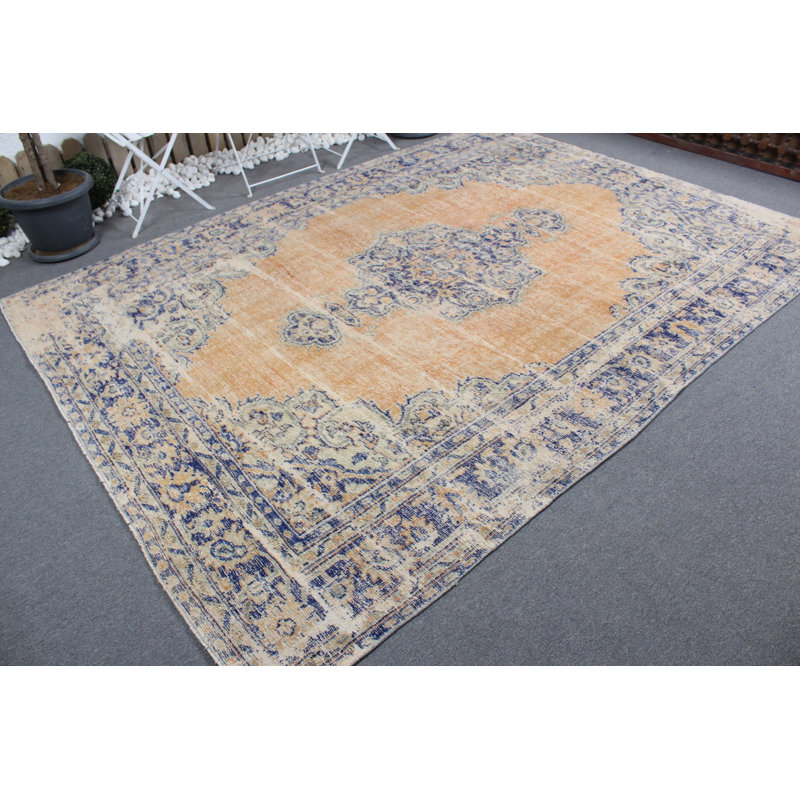 Tapis turc rétro surdimensionné vintage orange vif pour salon moderne et décor tribal
