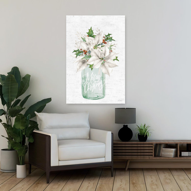 Art contemporain poinsettia «Merry Christmas», H 36 po x l 24 po