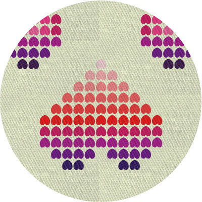 Tapis rose/beige à motifs/bleu marine Pulli