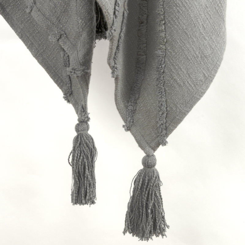  Jeté 100% coton tissé et texturé, Gris