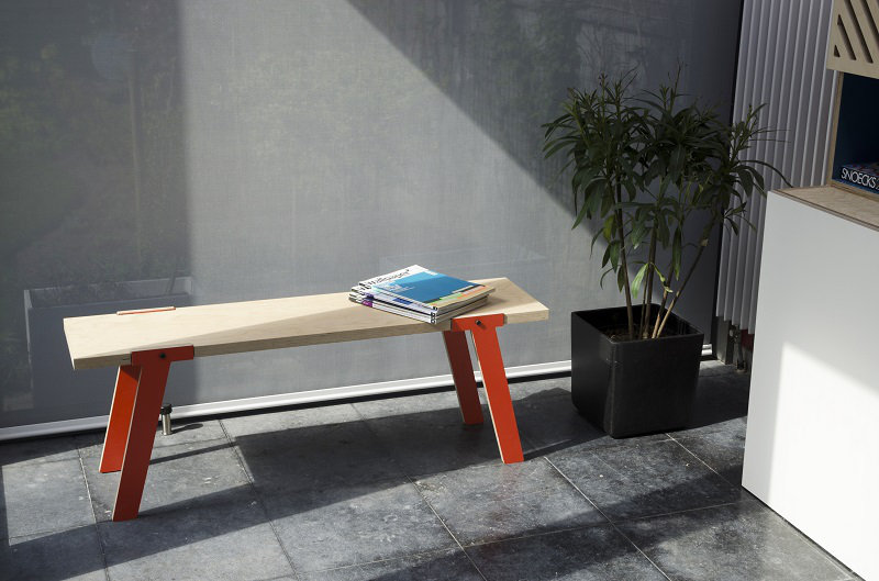 Giedi Upholstered Bench, Foxy Orange