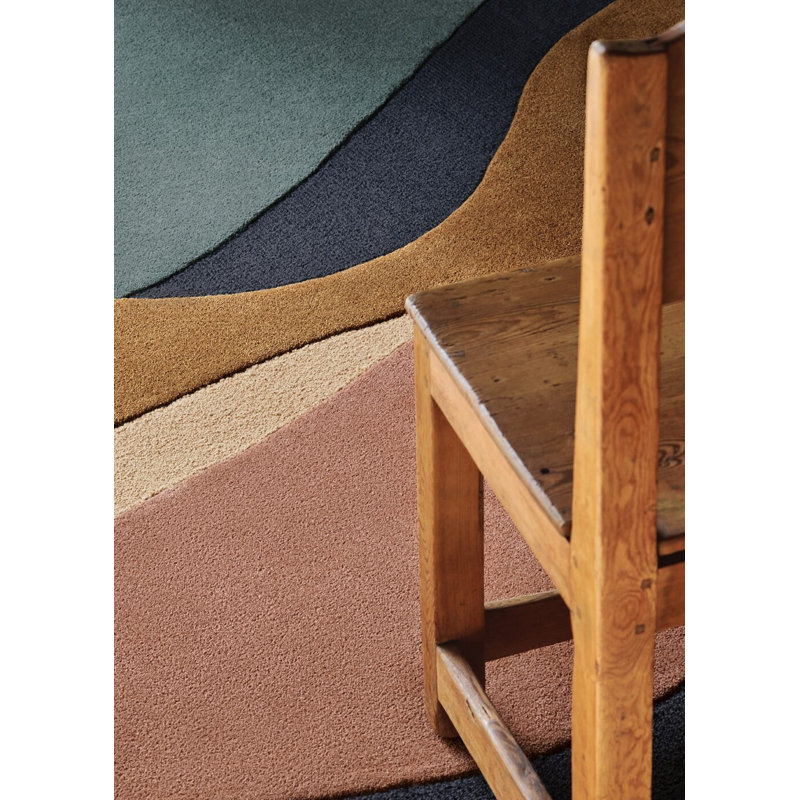 Oceane Hand Tufted Wool Abstract Area Rug in Automne/Brown/Green, Round 7'8"