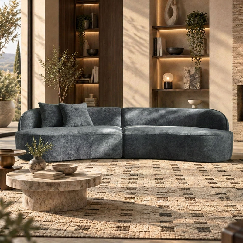 Upholstered 114.17 " Chenille Sofa, Gray