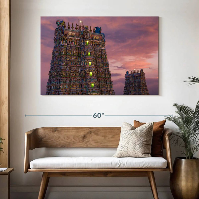 Temple Adella Meenakshi, crépuscule, H 32 po x l 48 po
