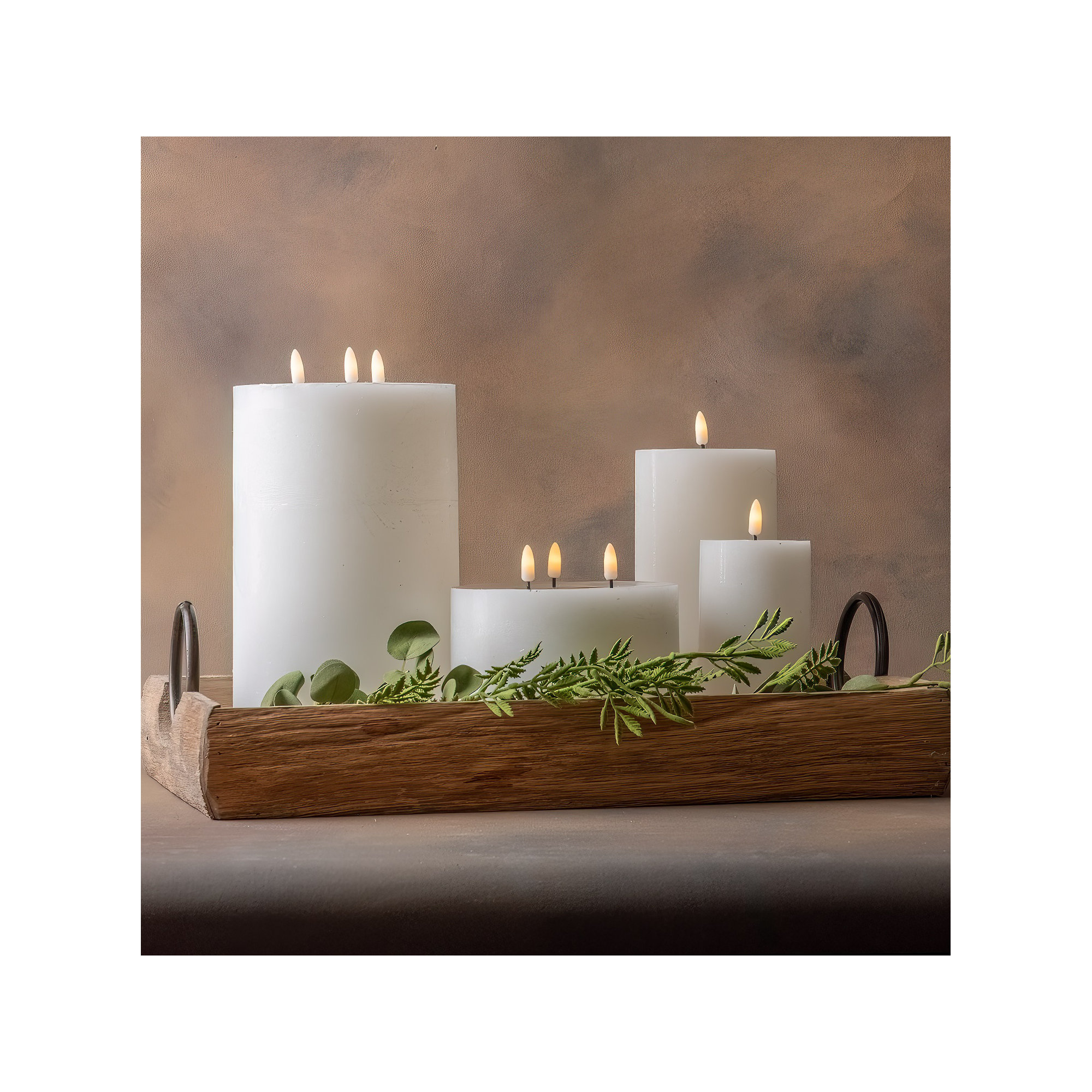3 Wick Large Flameless Candle, White