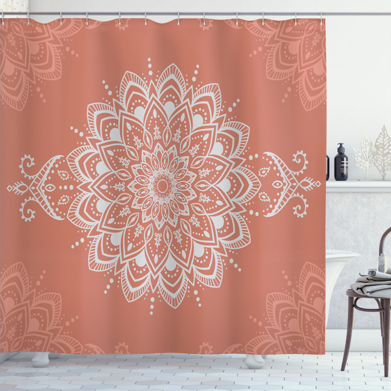 Floral Shower Curtain with Hooks Included, Sky Blue, 84" H x 69" W