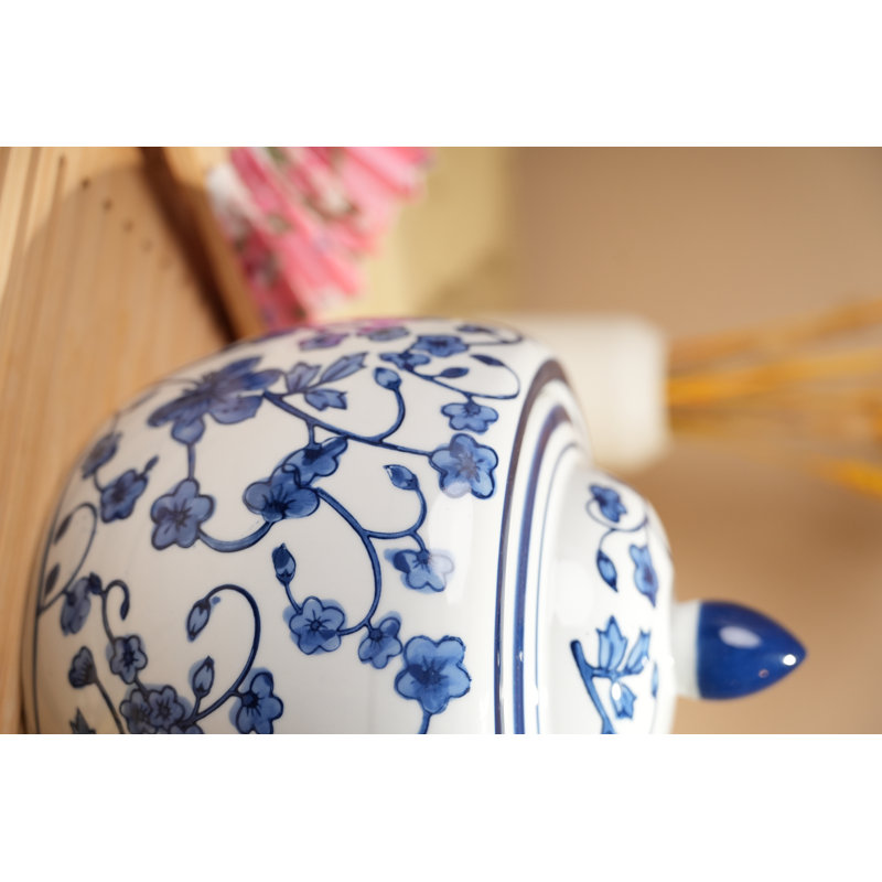 Bougie 8 po en céramique gingembre chinoiserie - senteur pivoine 61 oz